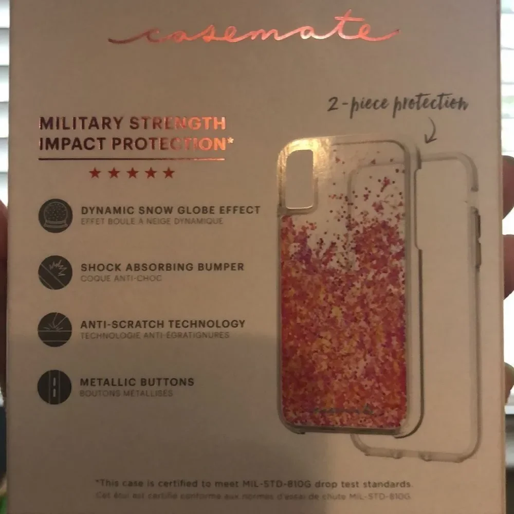 New Case-mate iPhone X/XS Waterfall Glow Glitter Phone Case GLOW IN THE DARK